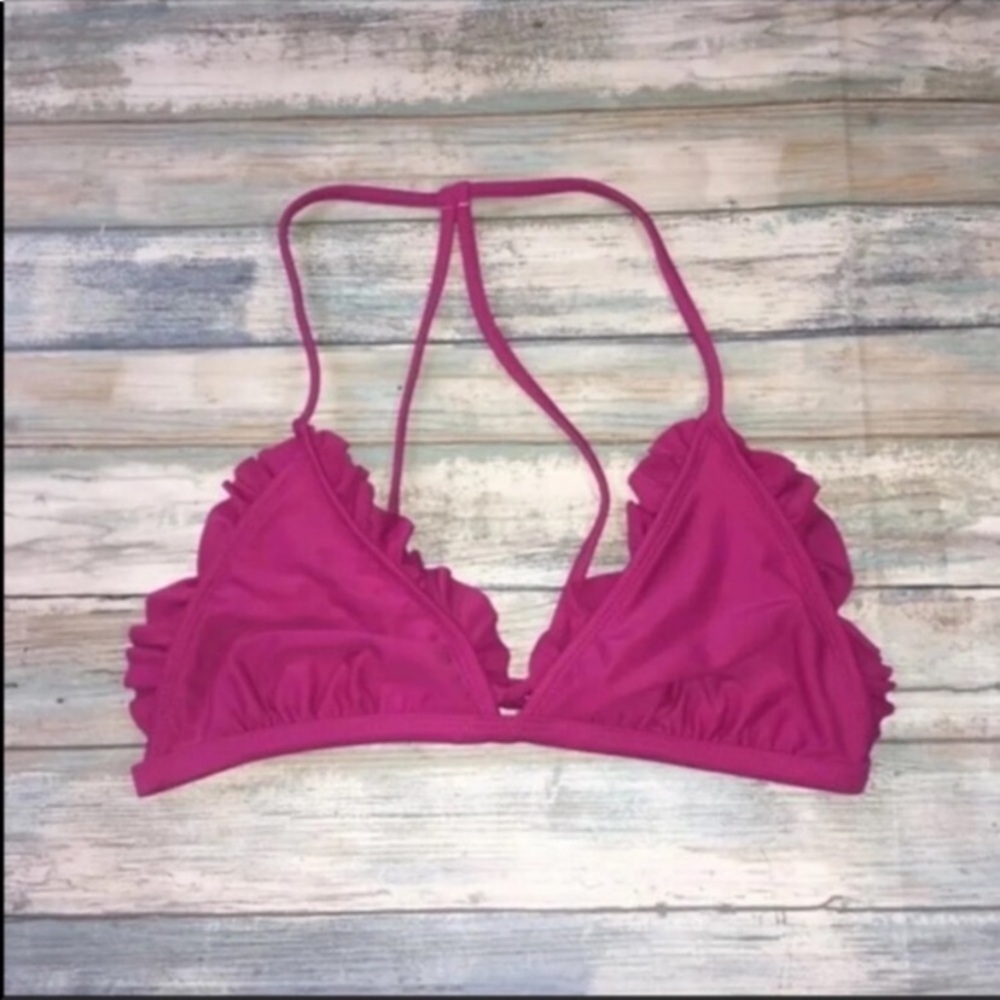 Xhilaration Magenta Ruffle Edge Bikini Top